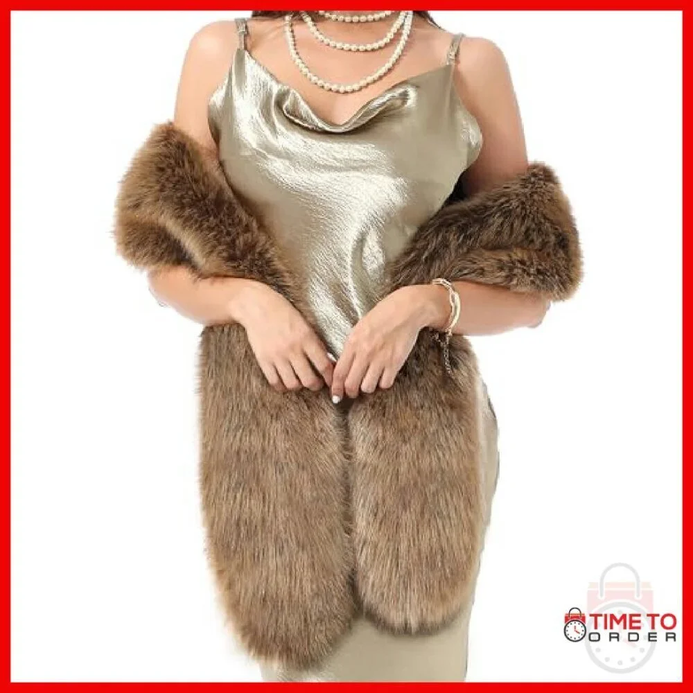 Faux Fur Collar Scarf Wrap Winter Neck Warmer Ladies Accessory